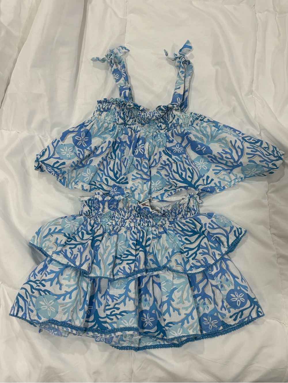Haute Hippie Girls Blue Coral Print Two-Piece Dress Set 5